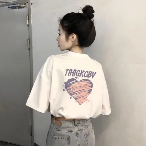 韓國外貿韓版夏季新款短袖t恤女寬鬆韓版時尚百搭短袖上衣女裝