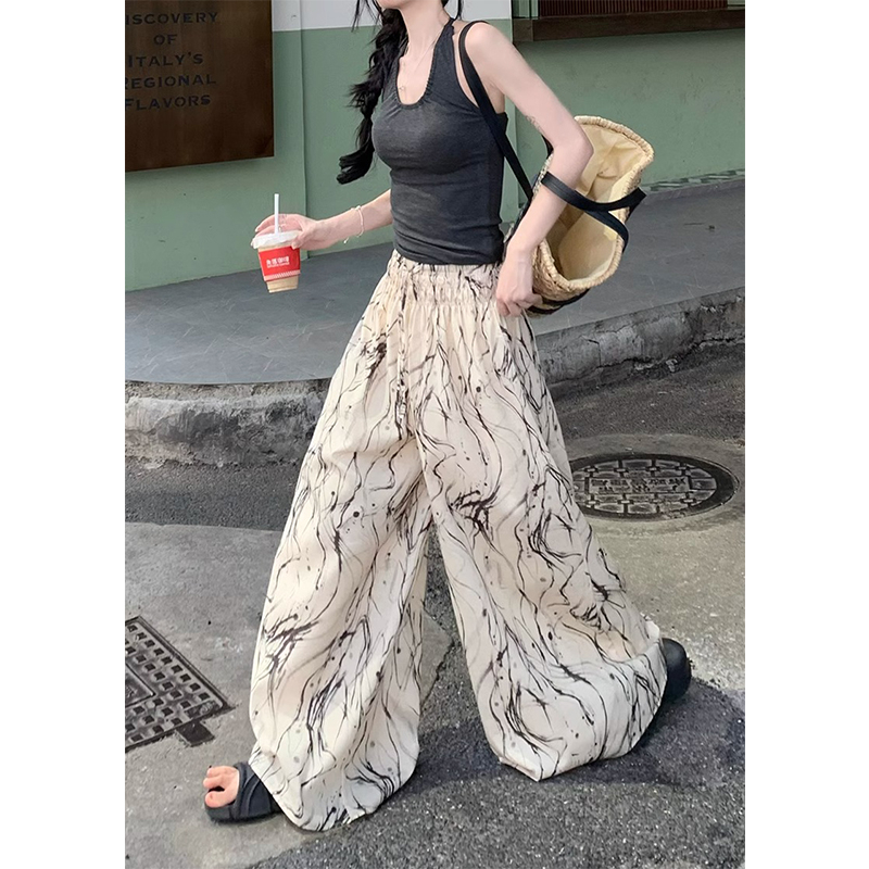 Original Korean foreign trade Korean version lazy Feng Shui wide-leg pants for women in summer loose and slim floor straight pants for women