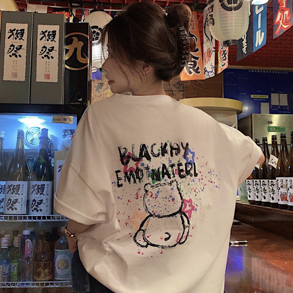 韓國外貿韓版夏季新款短袖t恤女寬鬆韓版時尚百搭短袖上衣女裝