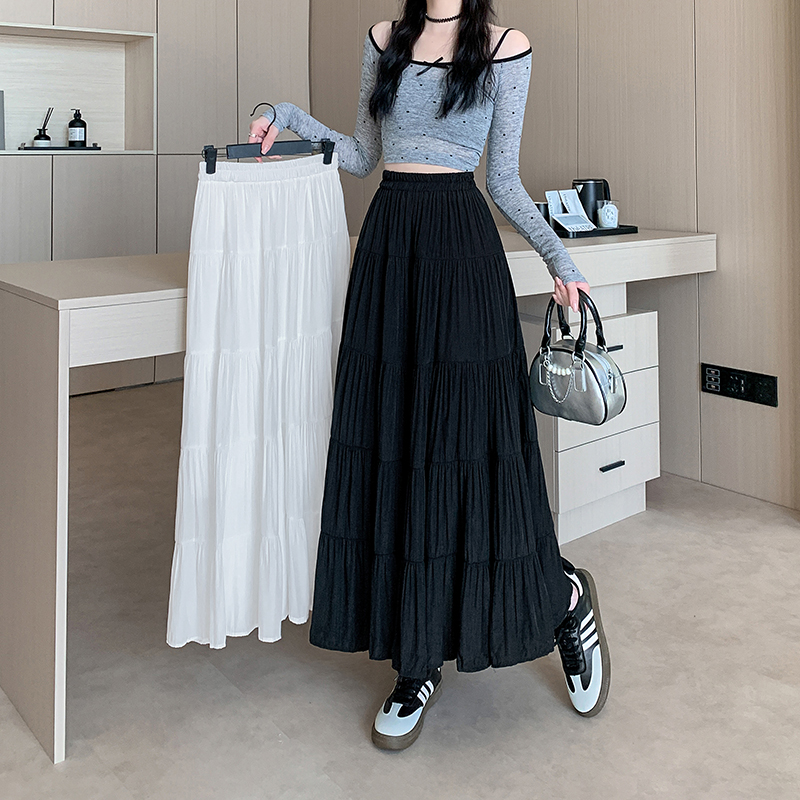 Real-life cake long skirt for women 2025 new spring and summer high-waist design A-line skirt skirt long skirt versatile