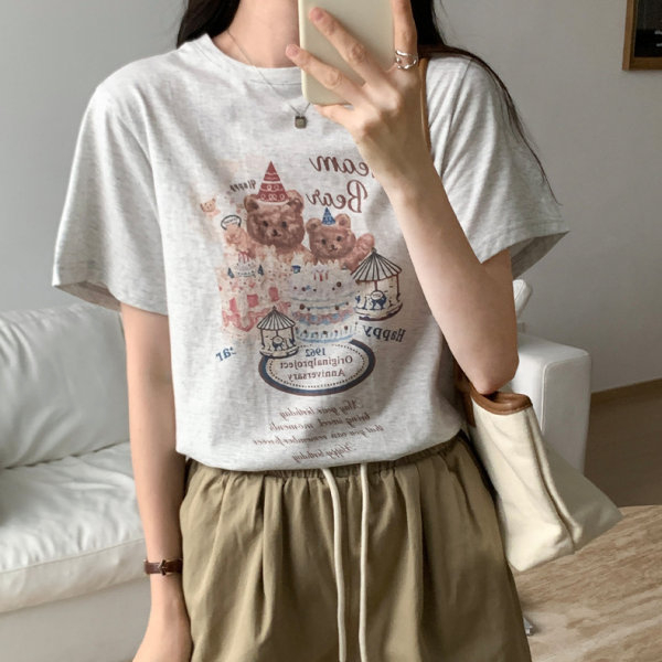 韓國外貿韓版夏季新款短袖t恤女寬鬆韓版時尚百搭短袖上衣女裝