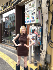 Real-life film hot girl slim and stretchy turtleneck sleeveless vest dress