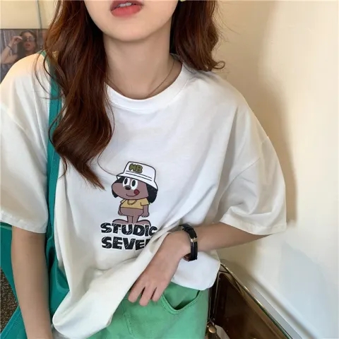 韓國外貿韓版夏季新款短袖t恤女寬鬆韓版時尚百搭短袖上衣女裝