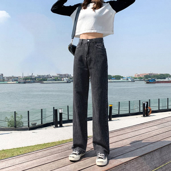牛仔褲女2025年新款春秋高腰顯瘦直筒小個子寬鬆百搭拖地闊腿褲子