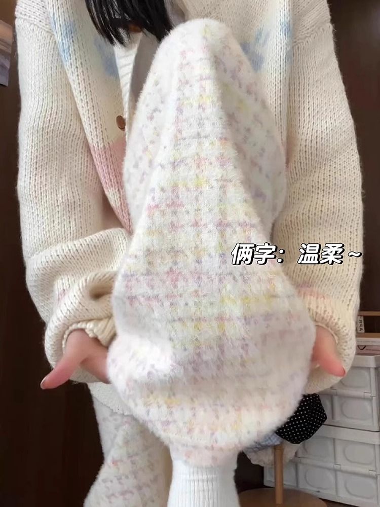 千鳥格闊腿褲女春秋2025新款高腰慵懶休閒加絨寬鬆小個子格子褲