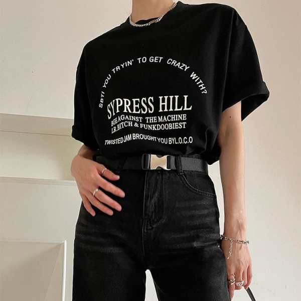 韓國外貿韓版夏季新款短袖t恤女寬鬆韓版時尚百搭短袖上衣女裝