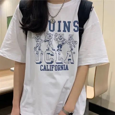 原版外貿短袖t恤女寬鬆韓版ins潮夏季新款中長款半袖上衣ins潮