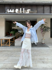 Real photo of Iceland mousse loose versatile lace shirt/slim long lace skirt