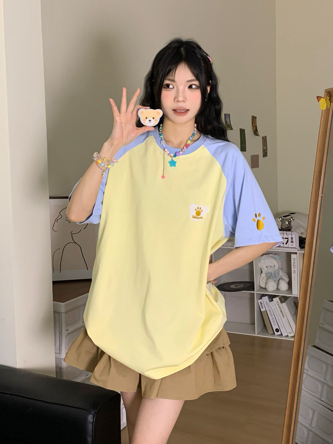 原版魔術貼純棉200克精梳緊密短袖t恤女