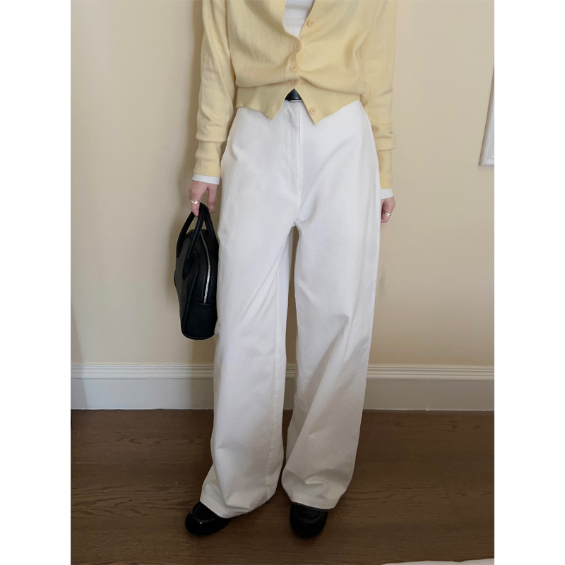 Real-life photography spring and summer washing cotton straight pants for women 2025 new versatile casual droop floor sickle trousers
