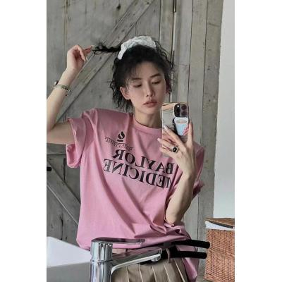 韓國外貿短袖t恤女寬鬆韓版ins潮夏季新款中長款半袖上衣ins潮