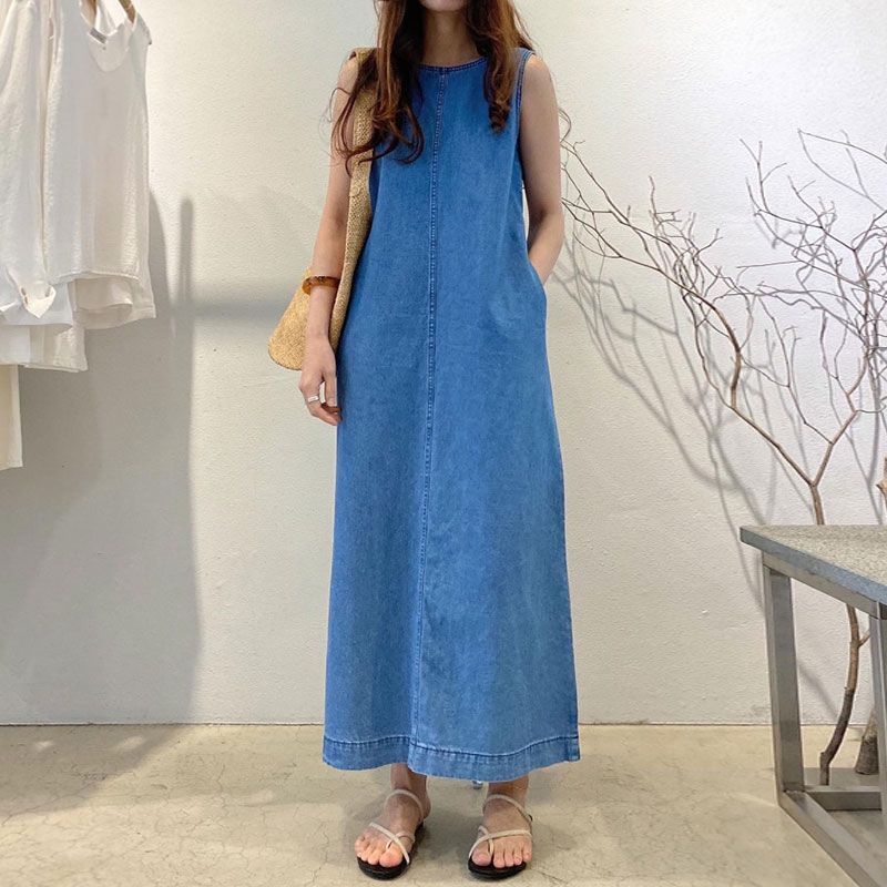 New summer large-size women's age-reducing temperament mid-length dress slimming backrest strap skirt S-5XL 200 catties