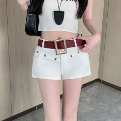 Real shot~ Hot girl sexy low waist casual shorts for women European and American black hot pants tight and slim wide-leg pants