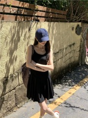 Real shot 2025 new hot girl style waist-hugging and slimming suspender dress short skirt