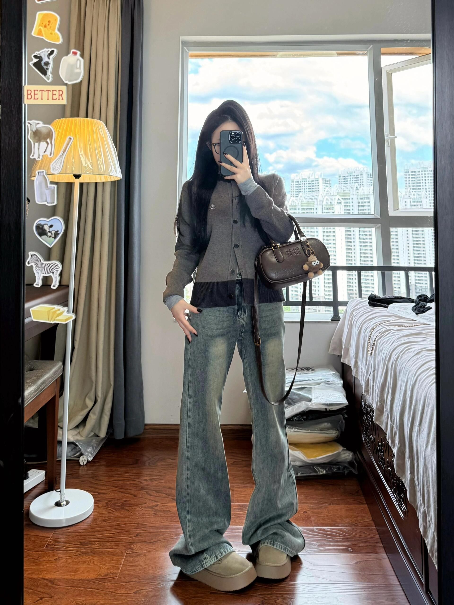 American retro washing and antique straight jeans for women in summer new high-waisted slim fit narrow version wide-leg pants