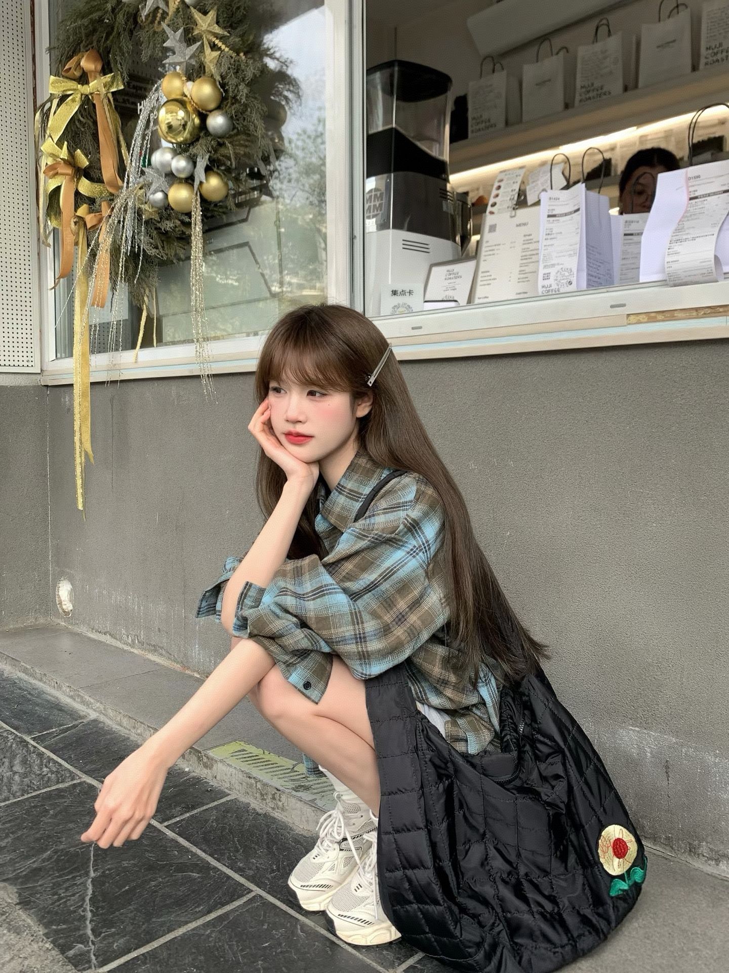 潮牌雙色磨毛格子襯衫男女春季復古美式寬鬆長袖襯衣情侶外套
