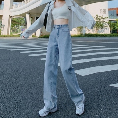 牛仔褲女2025年新款復古高腰顯瘦直筒寬鬆垂感vibe風闊腿拖地褲子