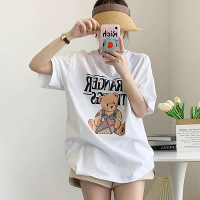 韓國外貿短袖t恤女寬鬆韓版ins潮夏季新款中長款半袖上衣ins潮