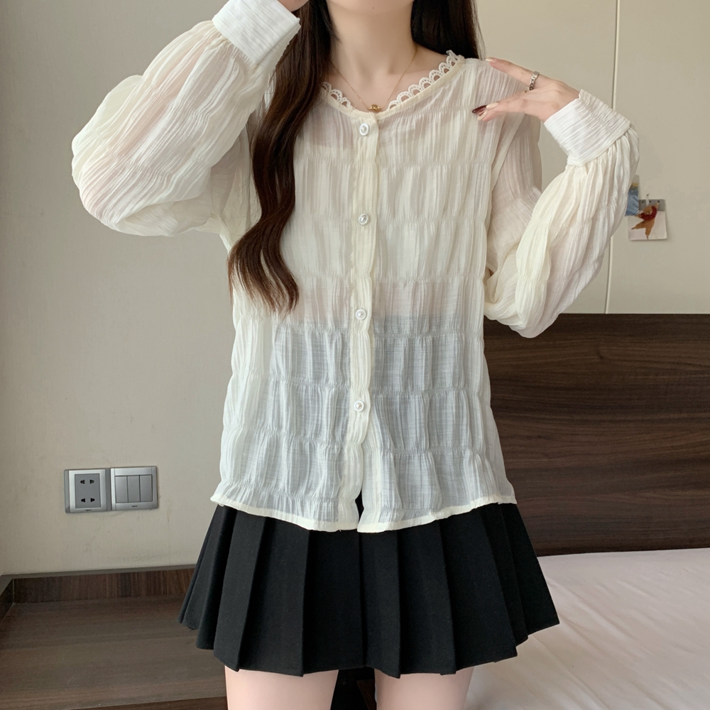 Real shot of 2025 spring clothing large size women's clothing design sweet and chic top long sleeve shirt M-4XL 200 jin