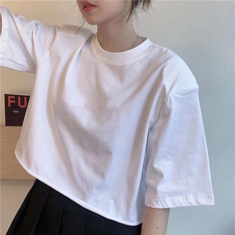 原版韓國外貿韓版短款寬鬆短袖T恤女夏新款學生百搭上衣