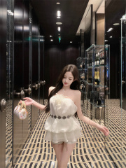 實拍 抹胸襯衫花朵背心