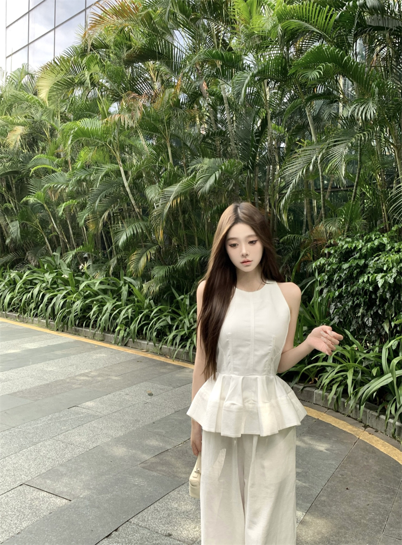 Real shot~Fashionable and cold women, three-dimensional design, sleeveless skirt, sleeveless top, ruffled vest