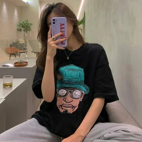 韓國外貿短袖t恤女寬鬆韓版ins潮夏季新款中長款半袖上衣ins潮