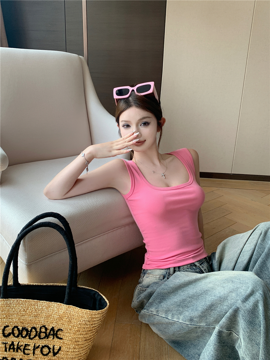 Real shot of retro sexy American hot girl I-shaped vest suspender top for women