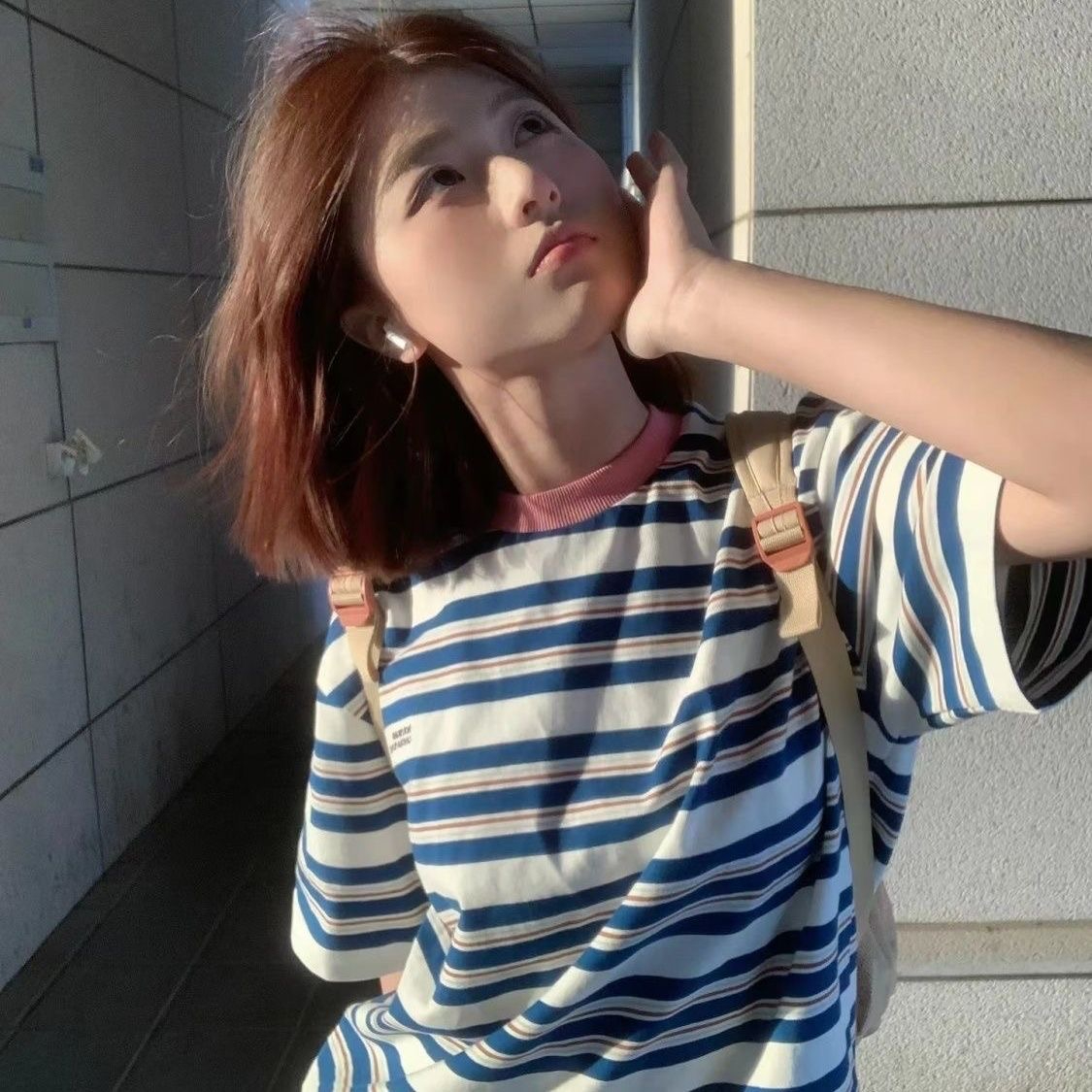 羅紋領純棉200克精梳緊密賽絡紡短袖t恤女