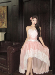 Real shot~Seaside vacation dress for women with waist-hugging French lace princess dress suspender fairy long skirt