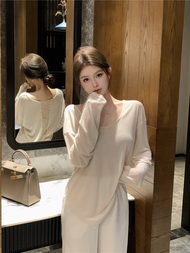 Real-life thin Tennis knitted sunscreen shirt for women in summer lazy style base hood