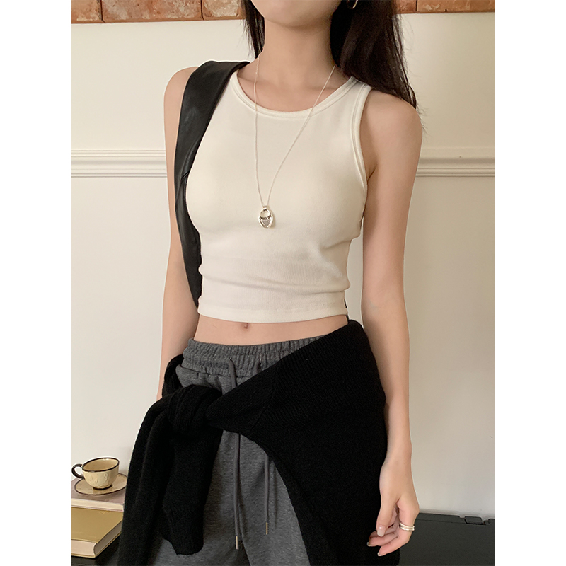 Real shots, comfortable and versatile latex chest pad I-shaped vest for women 2025 early spring casual top