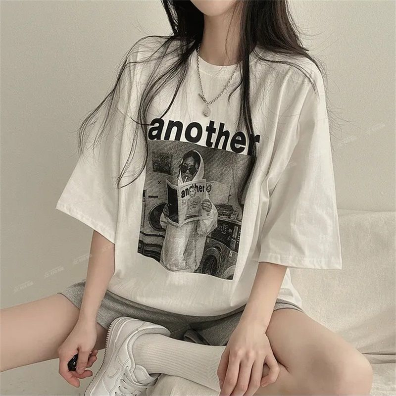 韓國外貿韓版夏季新款短袖t恤女寬鬆韓版時尚百搭短袖上衣女裝