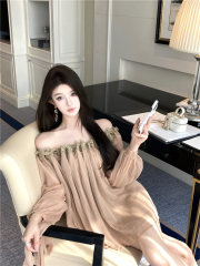 Real photos of fairy temperament one-shoulder off-shoulder tube top