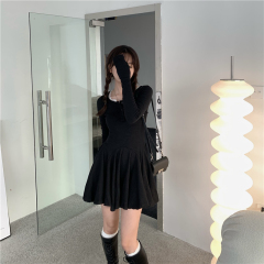 Real shot of hot girls pure lace spliced ​​V-neck waist-hugging dress