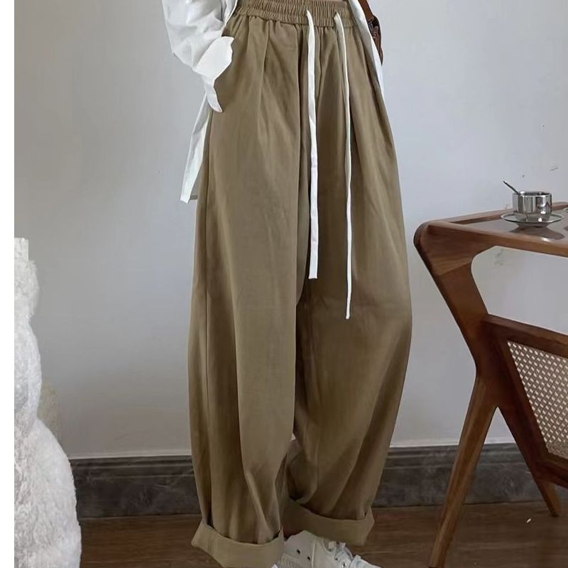 Work pants for women in autumn high waist Japanese cotton linen linen radish pants loose casual wide-leg pants spring and summer