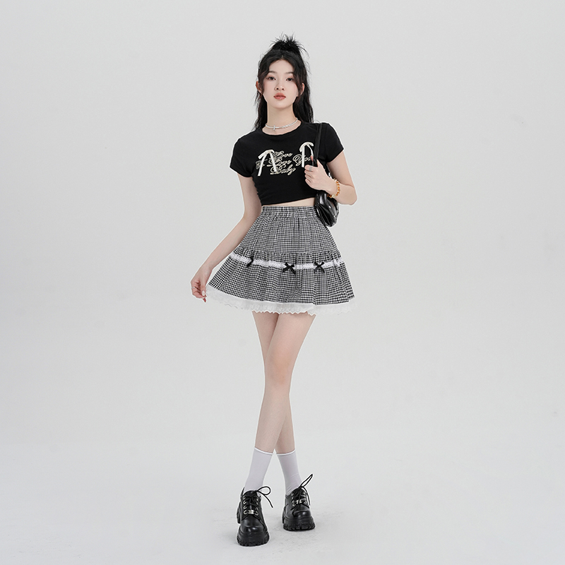 Real-life spring female student Korean style Japanese soft girl cute high waist ruffle cake lace skirt skirt