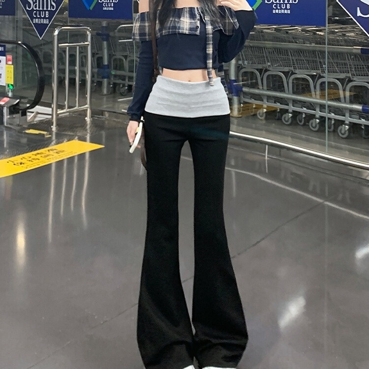 微喇叭休閒褲女2025早春新款顯瘦瑜伽運動長褲