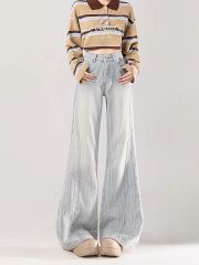 Women's Spring and Autumn 2025 New Arrival High-Waisted Non-Tight Ankle Boot Print Flared Pants