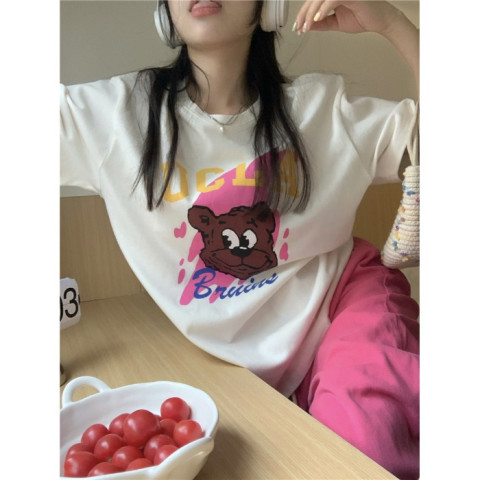 Foot code original Korean foreign trade short-sleeved T-shirt for women loose Korean version ins trendy summer new versatile short-sleeved top for women