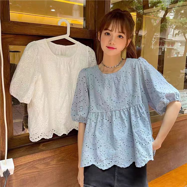 Summer new large-size women's clothing design sweet lace lace small flying sleeveless doll shirt M-4XL 200 jin