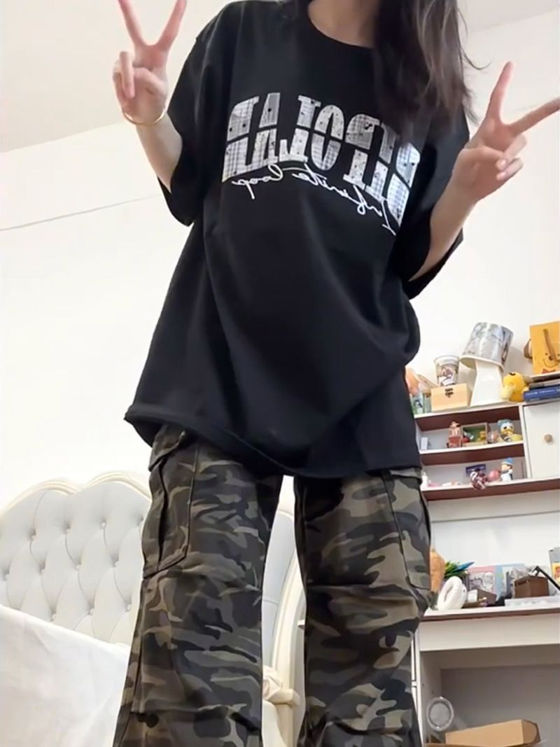 刺繡貼布純棉210克精梳緊密短袖t恤女