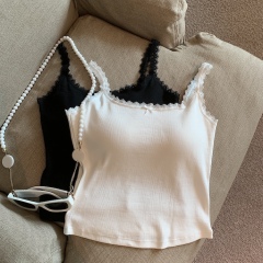 Real shot of autumn and winter retro knitted spliced ​​lace suspender