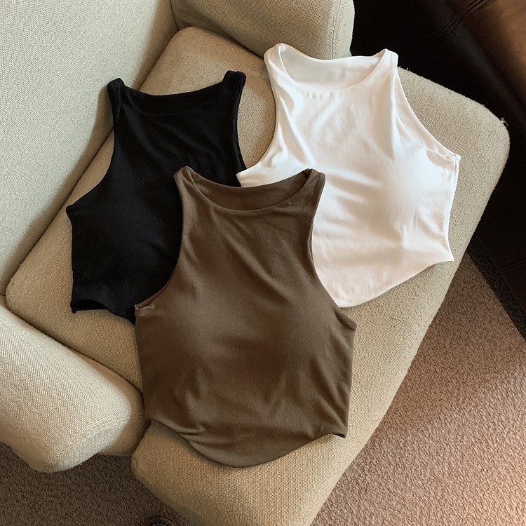 Real shot of autumn and winter bottoming round neck vest suspender underwear