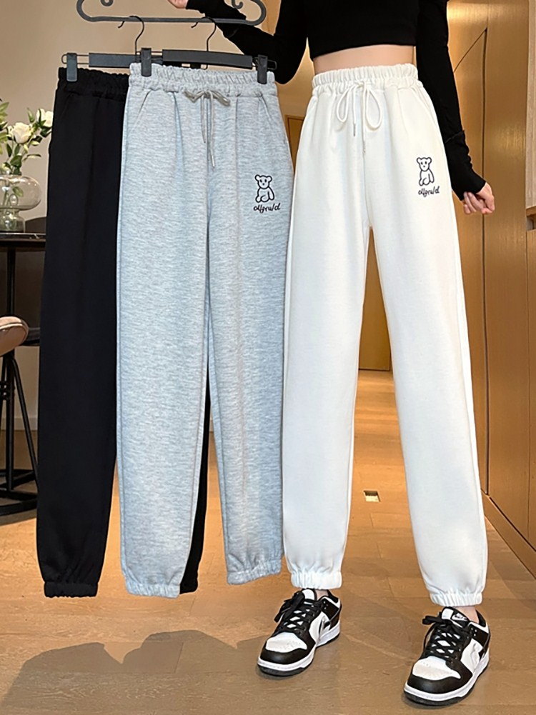 Original Korean foreign trade Korean version summer sports pants women's wardrobe pants new high-waist loose casual pants tying pants
