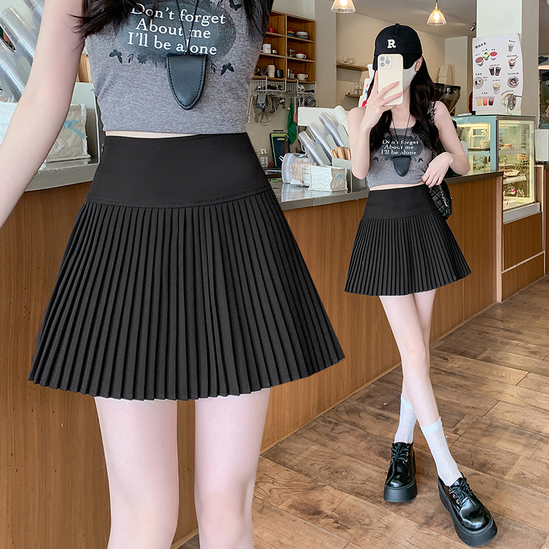 Real-life pleated A-line short skirt Spring new style slim Korean high-waisted versatile girl anti-exposure skirt