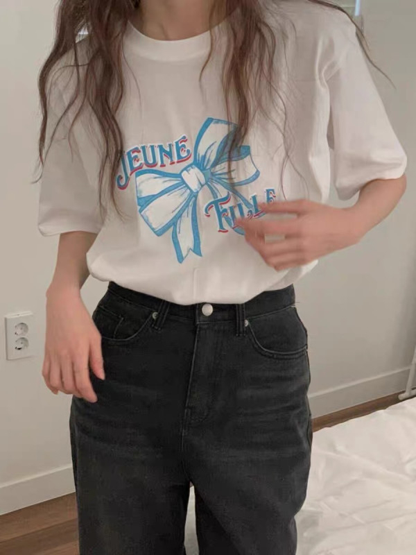 韓國外貿韓版夏季新款短袖t恤女寬鬆韓版時尚百搭短袖上衣女裝