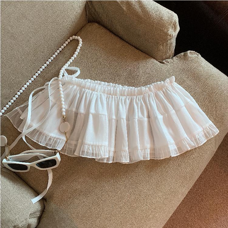 Real shot of autumn and winter high-waisted lace lace skirt