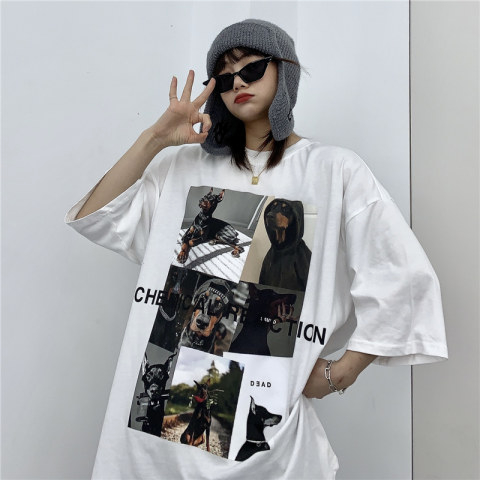 韓國外貿韓版夏季新款短袖t恤女寬鬆韓版時尚百搭顯瘦上衣女裝