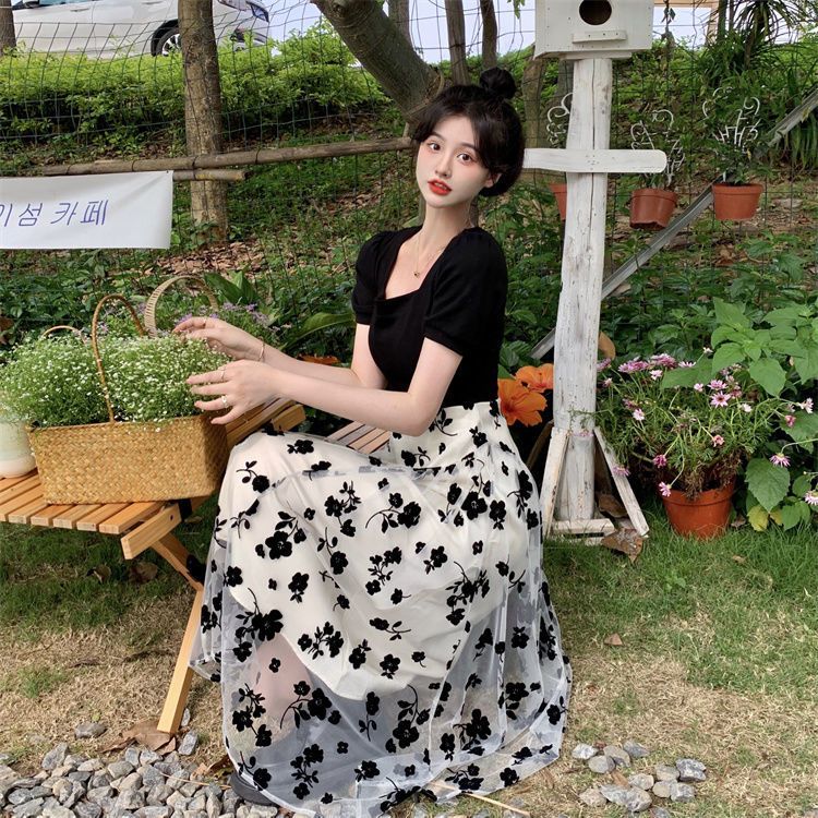 超仙氣質森系初戀假兩件連衣裙2025年夏季氣質減齡少女高級感裙子